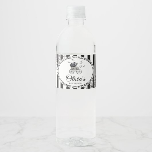 Gothic Carriage Halloween Baby shower Waterfles Etiket (Voorkant)