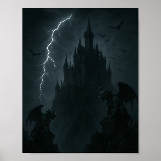 Gothic Castle and Gargoyles Poster (Voorkant)