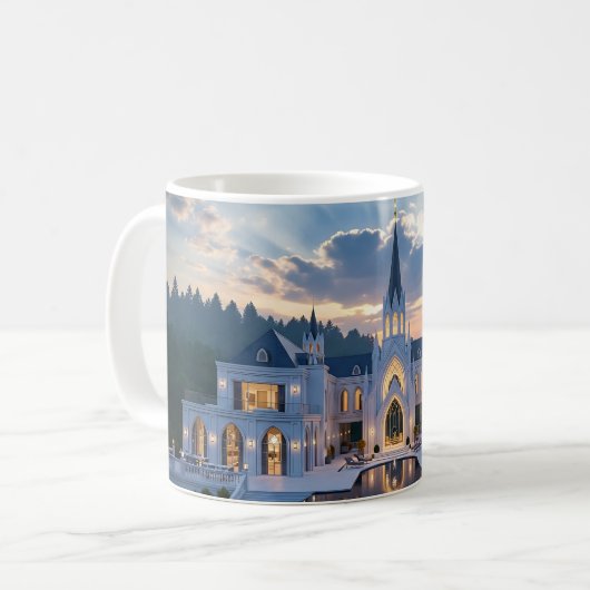 Gothic Castle at Dusk – Luxury Nature Mug Design Koffiemok (Voorkant links)