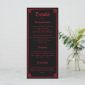 Gothic Castle Black Red Wedding Enclosure Card (Staand voorkant)