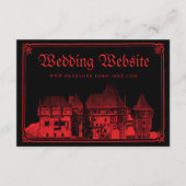 Gothic Castle Border Black Red Wedding Website Informatiekaartje (Voorkant)