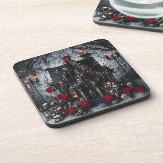 Gothic Castle Night with Skulls, Candles Dark Bier Onderzetter (Linkerzijde)