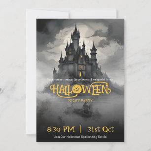 Gothic Castle  Spooky Halloween Party Kaart