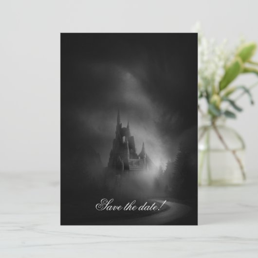 Gothic Castle Wedding Invitation Save The Date (Staand voorkant)