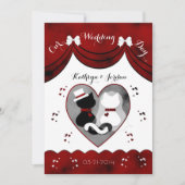 Gothic Cat Bride & Groom Wedding Invitations Kaart (Voorkant)