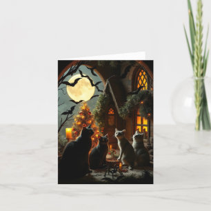 Gothic Cat Christmas Feestdagen Kaart