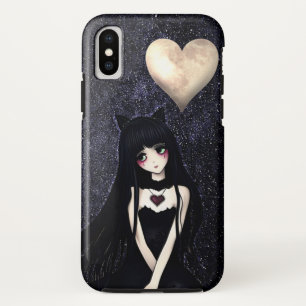 Gothic Cat Girl onder Heart Moon Case-Mate iPhone Case