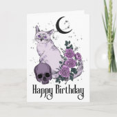 Gothic Cat Gothic Birthday Wish Kaart (Voorkant)