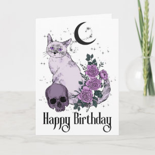 Gothic Cat Gothic Birthday Wish Kaart