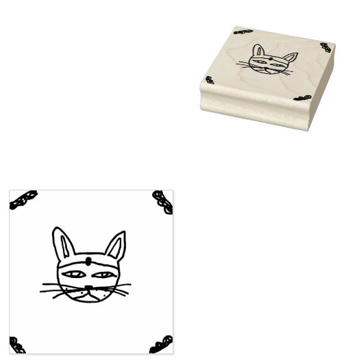 Gothic cat ink rubberstempel (Gestempeld)