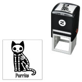 Gothic Cat Skeleton met aangepaste naam Zelfinktende Stempel (In situ)