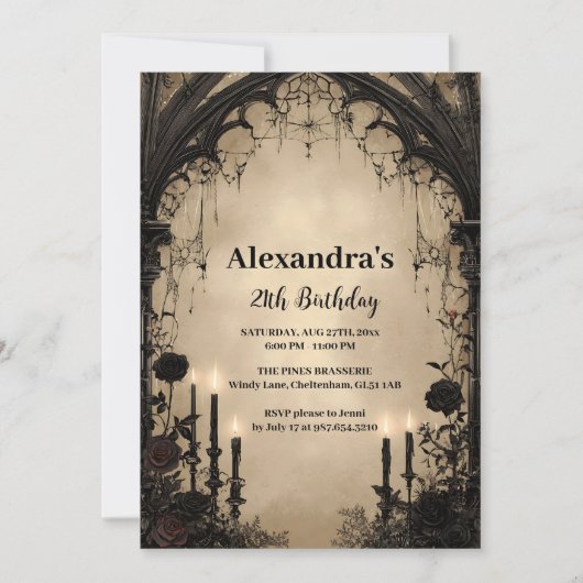 Gothic Cathedral Arch Birthday Invitation Kaart (Voorkant)