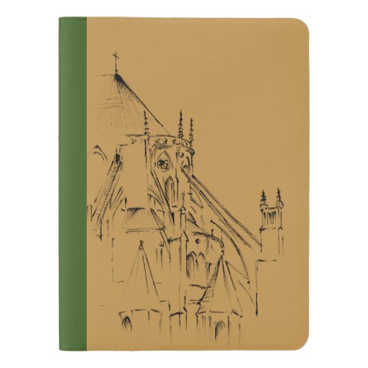 Gothic Cathedral Sepia en Green Extra Groot Moleskine Notitieboekje (Voorkant)