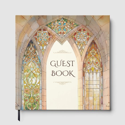 Gothic Cathedral Stained Glass Wedding Gastenboek (Voorkant)