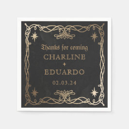 Gothic Celestial Fantasy Gold Ivy Wedding Servet