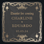 Gothic Celestial Fantasy Gold Ivy Wedding Vierkante Sticker<br><div class="desc">Gothic Celestial Fantasy Gold Ivy Wedding</div>