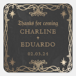 Gothic Celestial Fantasy Gold Ivy Wedding Vierkante Sticker