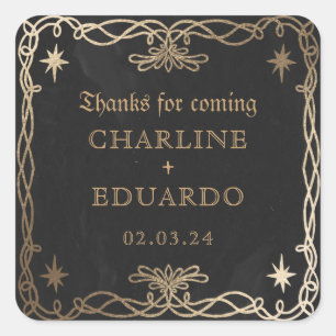 Gothic Celestial Fantasy Gold Ivy Wedding Vierkante Sticker