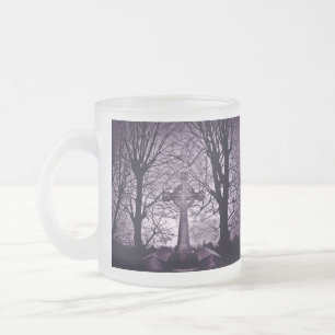 Gothic celtic cross-stone paarse versie matglas koffiemok