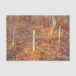 Gothic Cemetery Crosses Autumn Leaves Sketch Art Tissuepapier
