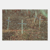 Gothic Cemetery Crosses Brown Autumn Leaves Inpakpapier Vel (Voorkant 2)