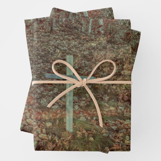 Gothic Cemetery Crosses Brown Autumn Leaves Inpakpapier Vel (In situ)