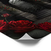 Gothic Cemetery Roos Garden met rode en zwarte Po' Poster (Hoek)