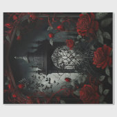Gothic Cemetery Roos Garden met rood en zwart Cadeaupapier (Vlak)