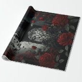 Gothic Cemetery Roos Garden met rood en zwart Cadeaupapier (Uitgerold)
