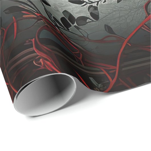 Gothic Cemetery Roos Garden met rood en zwart Cadeaupapier (Rol Hoek)