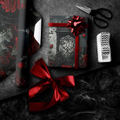 Gothic Cemetery Roos Garden met rood en zwart Cadeaupapier