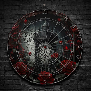 Gothic Cemetery Roos Garden met rood en zwart Dartbord