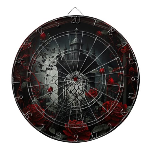 Gothic Cemetery Roos Garden met rood en zwart Dartbord (Voorkant)