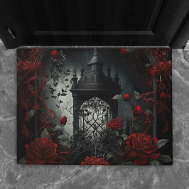 Gothic Cemetery Roos Garden met rood en zwart Deurmat