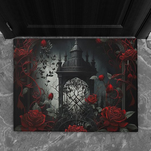 Gothic Cemetery Roos Garden met rood en zwart Deurmat