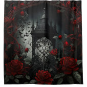 Gothic Cemetery Roos Garden met rood en zwart Douchegordijn (Voorkant)