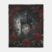 Gothic Cemetery Roos Garden met rood en zwart Fleece Deken (Voorkant)
