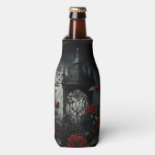 Gothic Cemetery Roos Garden met rood en zwart Flesjeskoeler (Fles Voorkant)