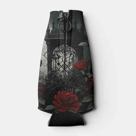 Gothic Cemetery Roos Garden met rood en zwart Flesjeskoeler (Achterkant)