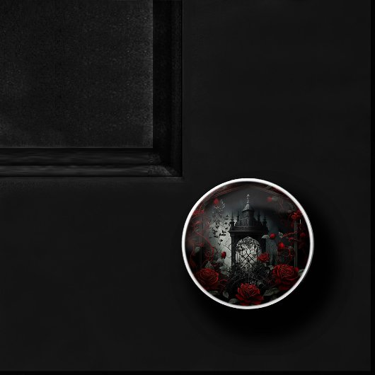 Gothic Cemetery Roos Garden met rood en zwart Keramische Knop