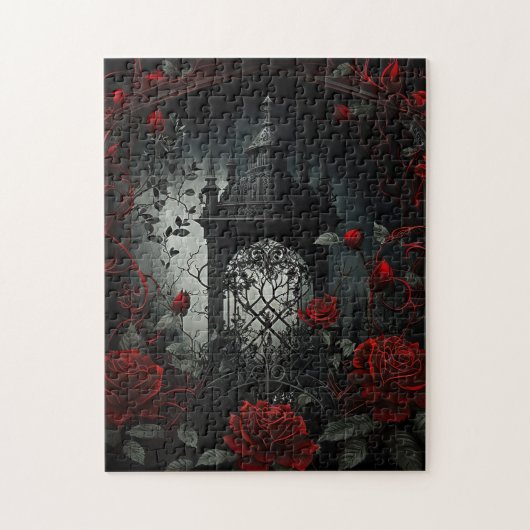 Gothic Cemetery Roos Garden met rood en zwart Legpuzzel (Verticaal)