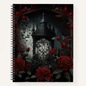 Gothic Cemetery Roos Garden met rood en zwart Notitieboek (Voorkant)