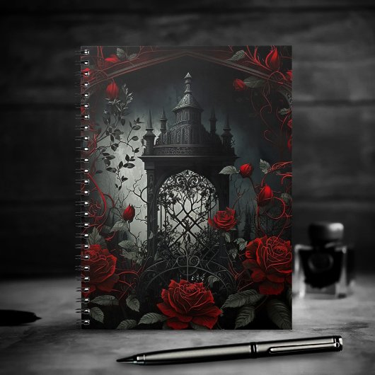 Gothic Cemetery Roos Garden met rood en zwart Notitieboek