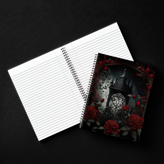 Gothic Cemetery Roos Garden met rood en zwart Notitieboek
