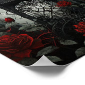 Gothic Cemetery Roos Garden met rood en zwart Poster (Hoek)