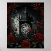 Gothic Cemetery Roos Garden met rood en zwart Poster (Voorkant)