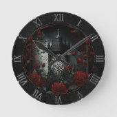 Gothic Cemetery Roos Garden met rood en zwart Ronde Klok (Voorkant)