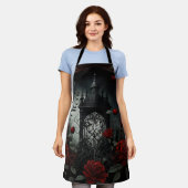 Gothic Cemetery Roos Garden met rood en zwart Schort (Gedragen)