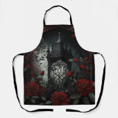 Gothic Cemetery Roos Garden met rood en zwart Schort (Voorkant)
