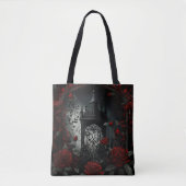 Gothic Cemetery Roos Garden met rood en zwart Tote Bag (Voorkant)
